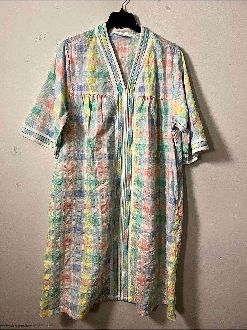 National Plaid Cotton Midi Sleepwear Dress in Multicolor & pockets Size XL/1X